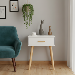 Wooden Nightstand - 1 Drawer 